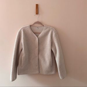 Uniqlo Pile Lined Fleece Cardigan Cream